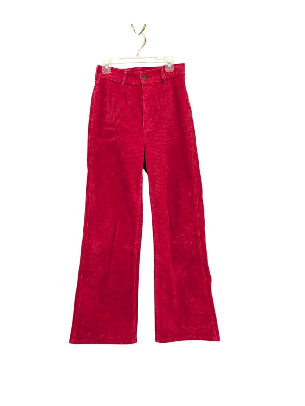 Billabong x Wrangler Red Wide Leg Crop Corduroys